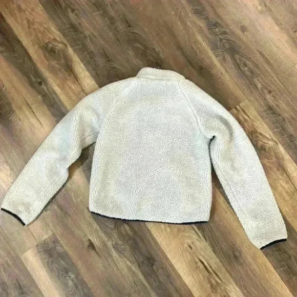 jcrew crewcuts kids sherpa jacket zip front girls 14 cream, navy, & neon pink - Picture 11 of 15